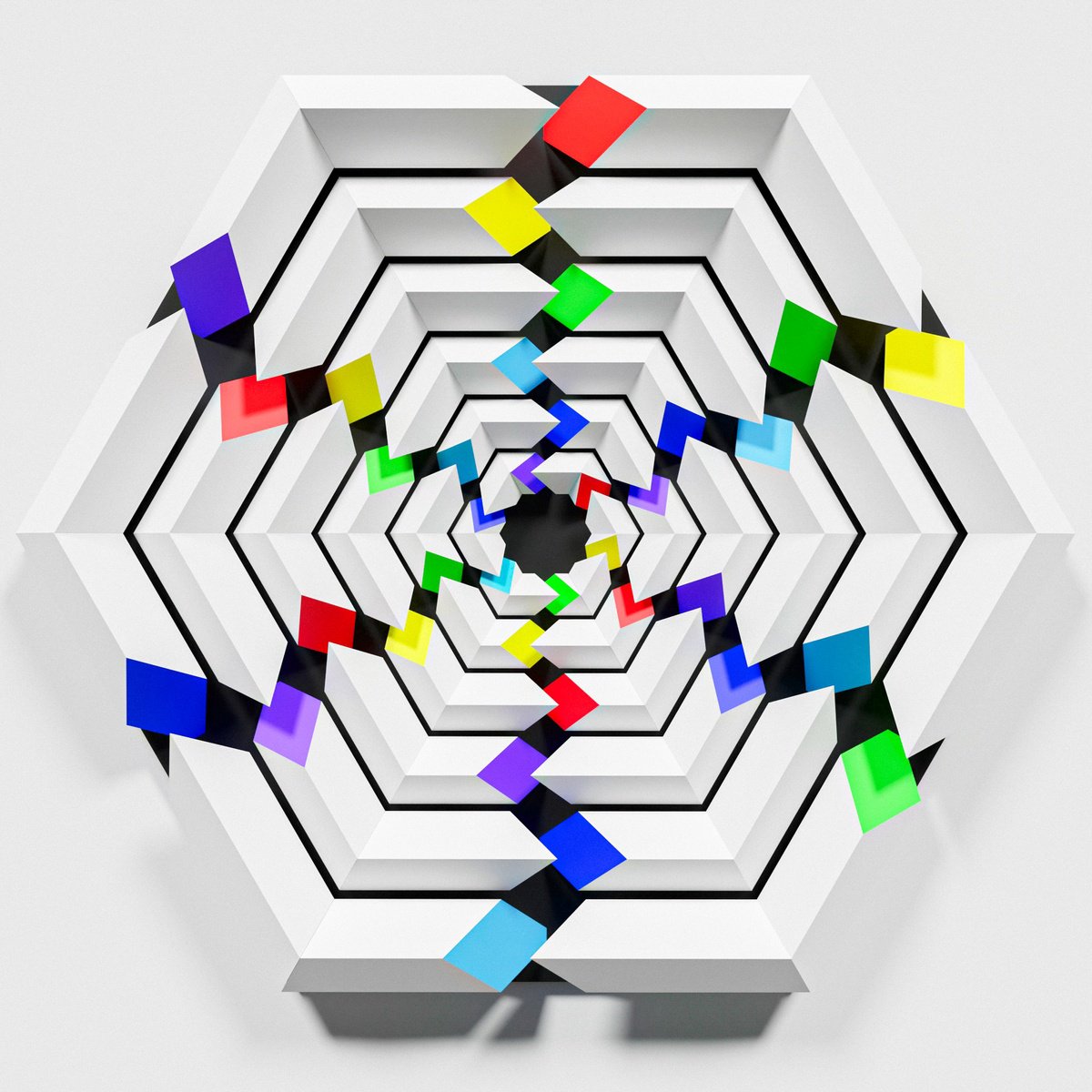 Geometric Abstract Wood Sculpture By Andrij Savchuk, 45 X 39, Chromatic Web, Original Artwork