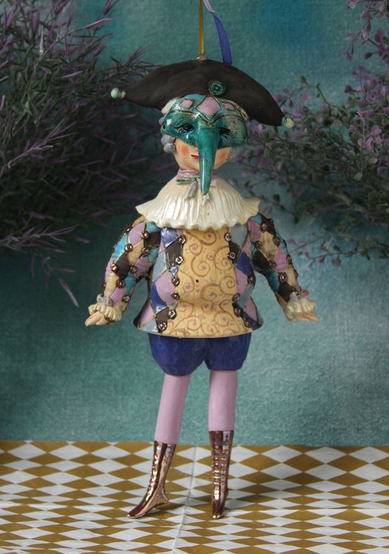 Ready for the carnival. Wall sculpture, bell doll by Elya Yalonetski,