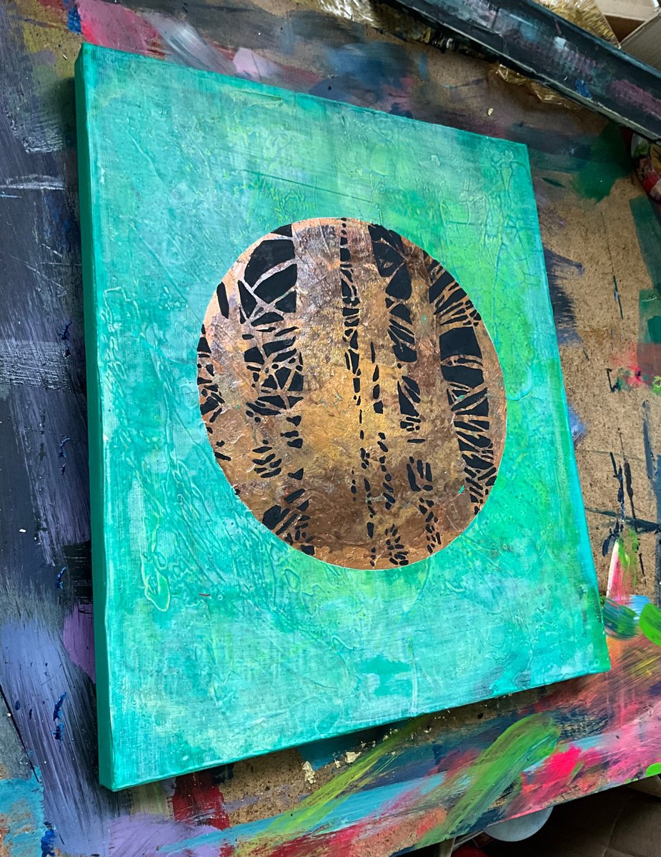 Organic Abstract Painting By Kaliya Ka, 12 X 14", Forest In A Circle, Original Artwork