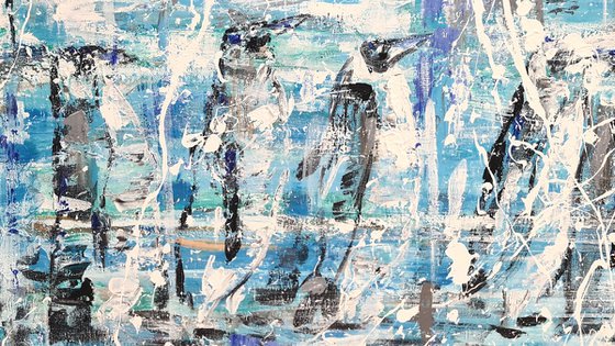 Penguins painting - MARCH OF THE PENGUINS - Oswin Gesselli