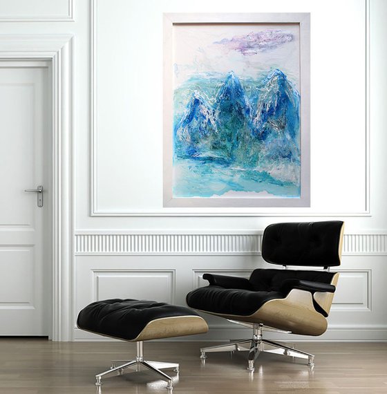 The Mountains Framed Abstract 88 cm x 66 cm.