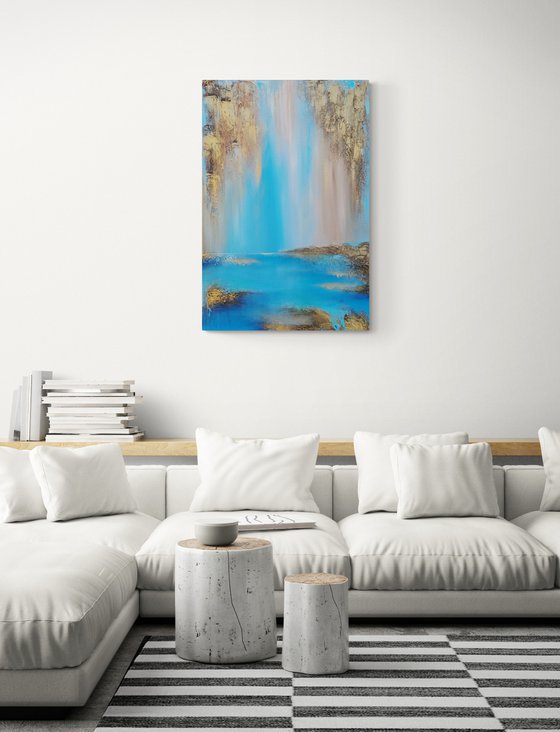 A XL large original modern semi-abstract painting "Shine"