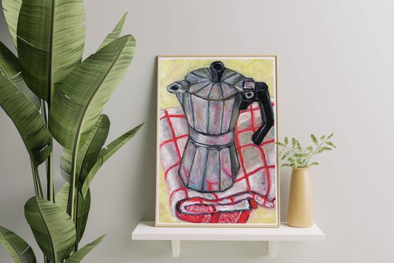 Coffee Maker Moka on Cloth