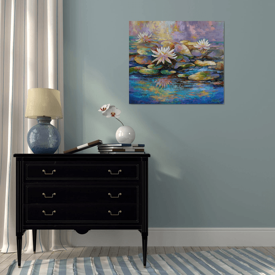 Waterlilies Pond - large Original oil Painting on Canvas