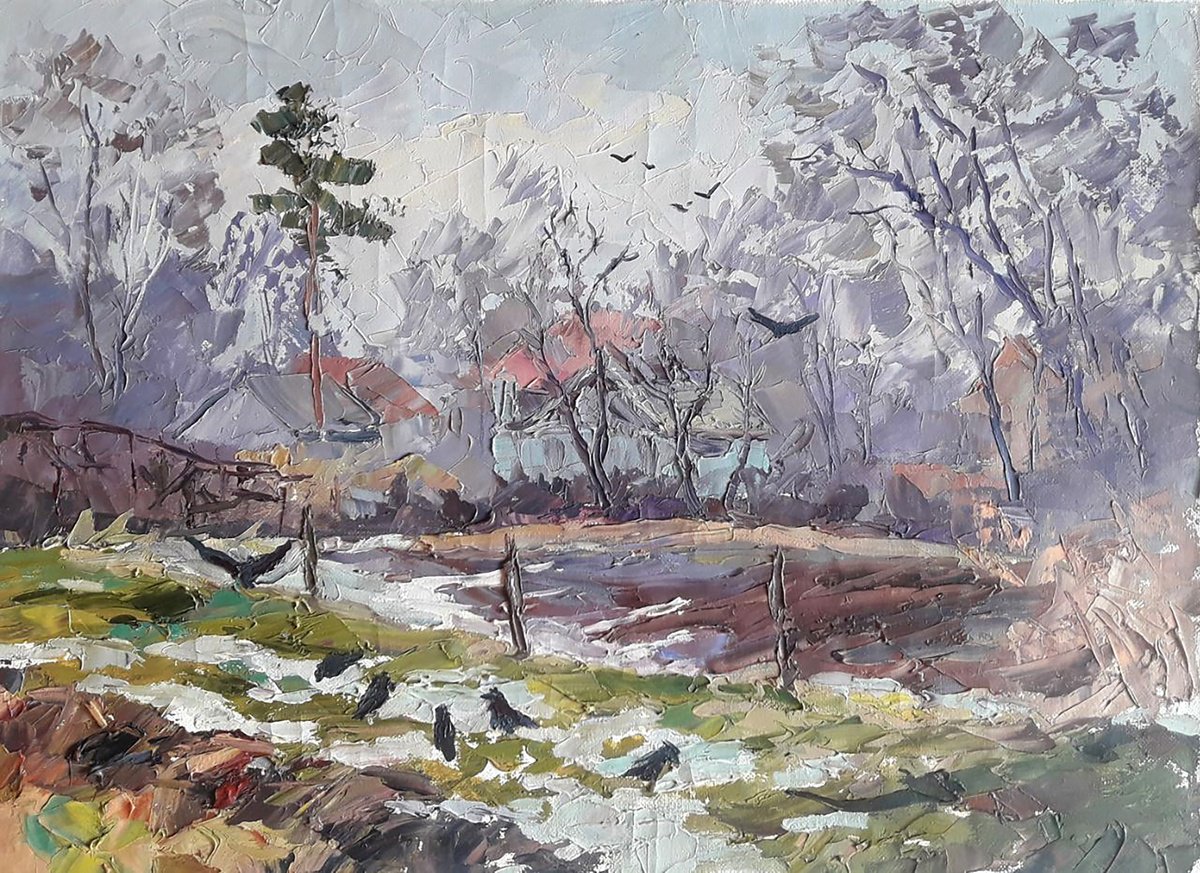 Oil painting End of winter Serdyuk Boris Petrovich nSerb868 by Boris Serdyuk