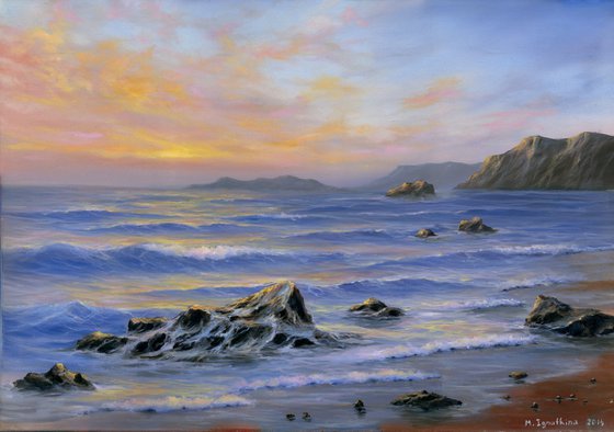 Start of the day - Seascape painting, sunrise painting