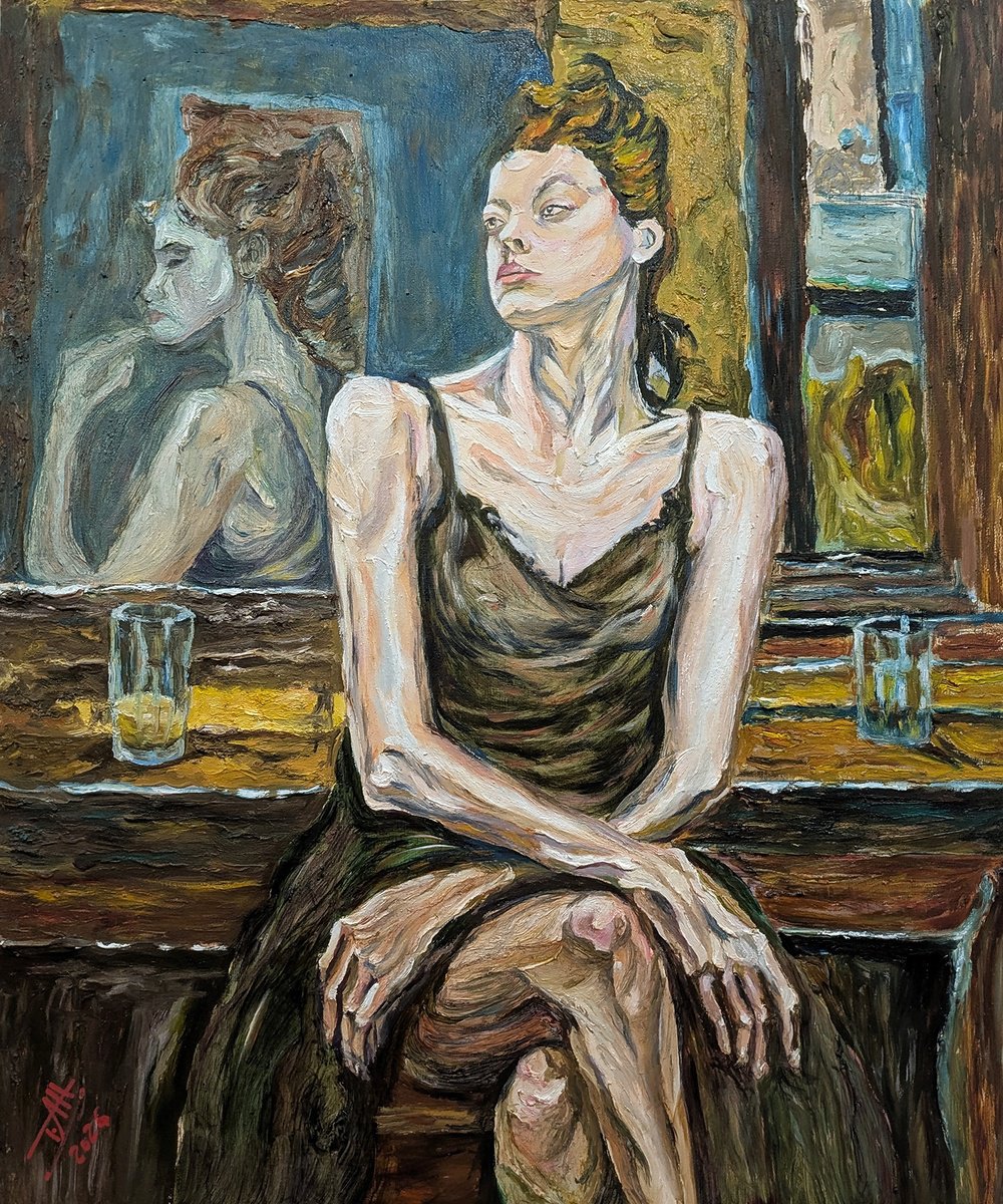 Expressive Oil Painting , The Absinthe Drinker By Felix Rubio, 20 X 24, Artwork For Sale On Artfinder