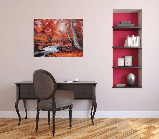 " river in autumn forest "