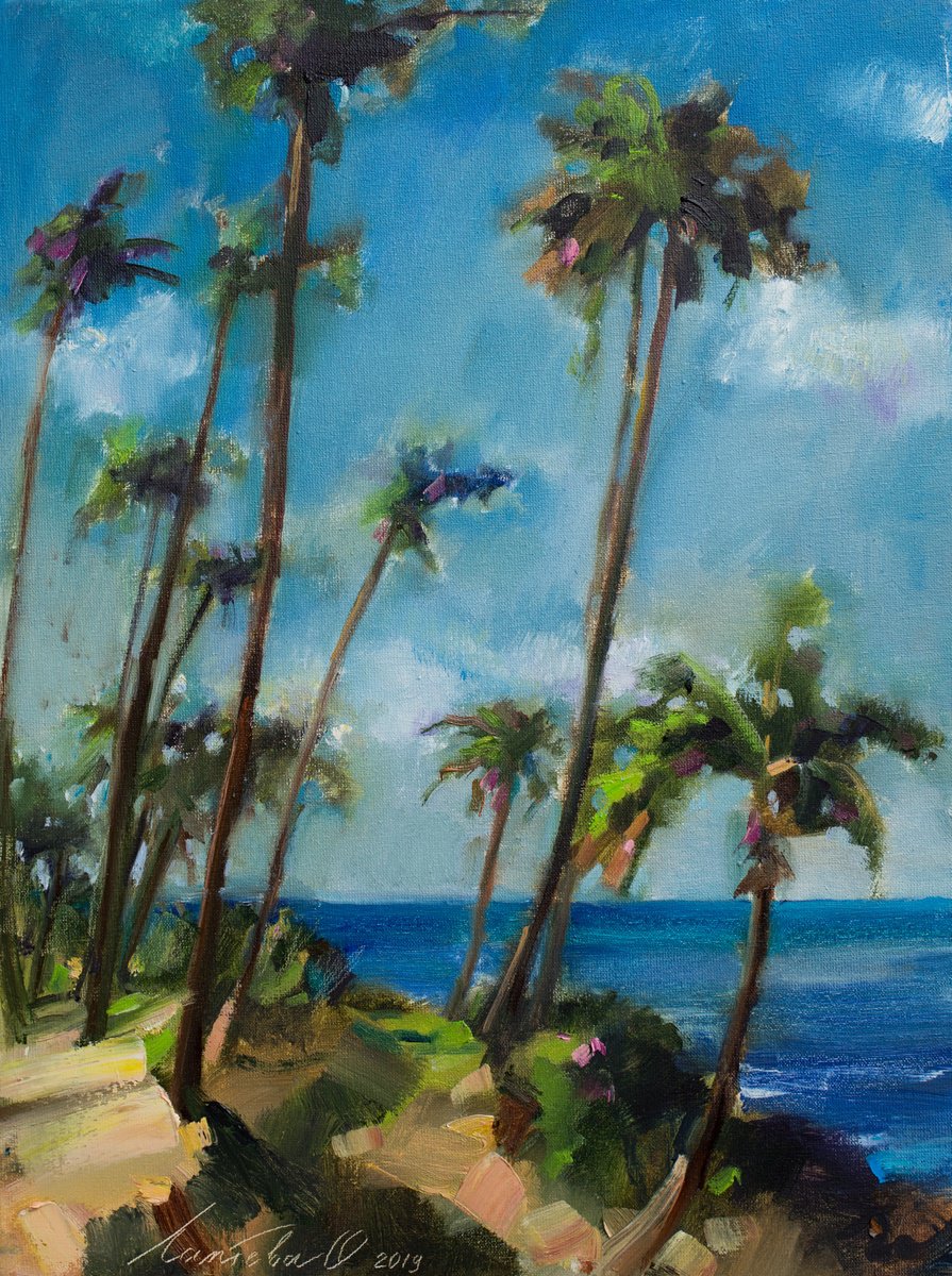 Impressionistic Landscape Oil Painting By Olha Laptieva, 12 X 16", Wild Island, Original Artwork