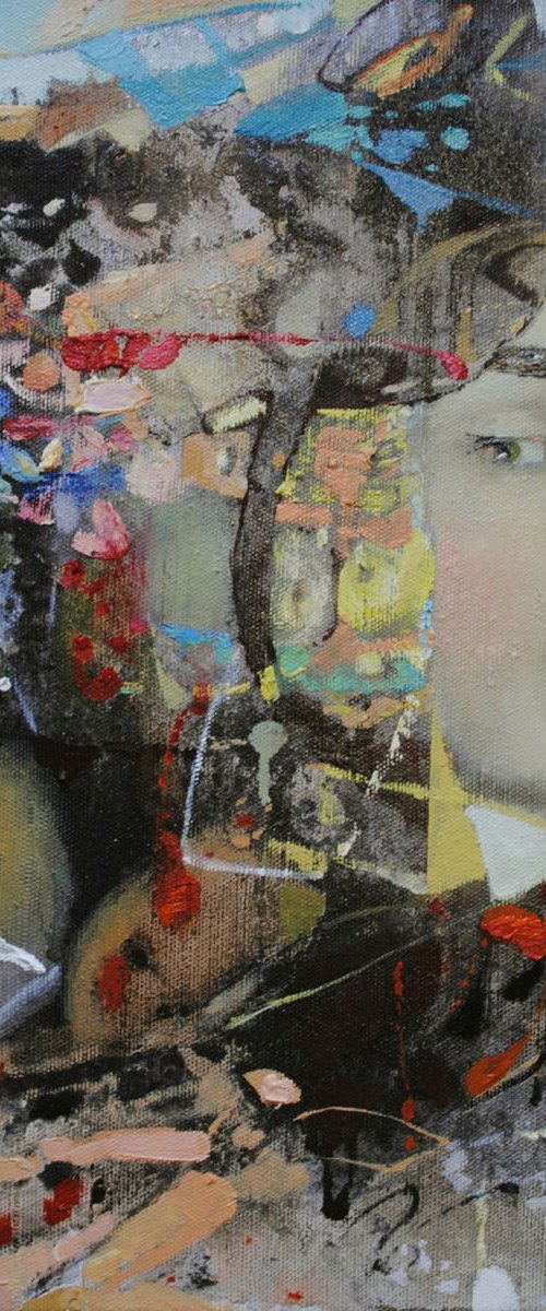 Original Oil Painting Signed Modern Art on Canvas by Artist Abstract Girl Woman by Kate Kulish