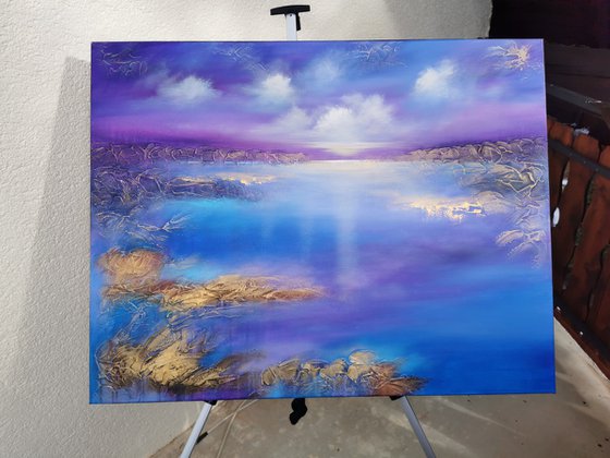 A XL large beautiful modern semi-abstract seascape painting "Miracle moment"