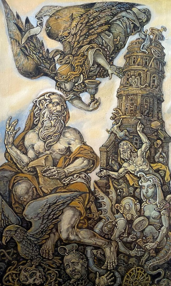 Surrealistic Oil Painting , The Vision Of John The Evangelist By Oleg And Alexander Litvinov, 18 X 31, Artwork For Sale On Artfinder