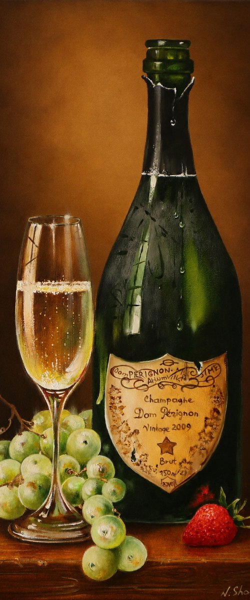 Champagne and Fruit Still Life by Natalia Shaykina