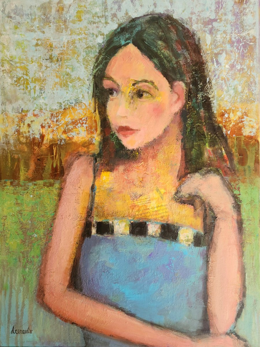 Expressive Portrait Painting By Donna Ceraulo, 18 X 24, Mackenzie B, Original Artwork