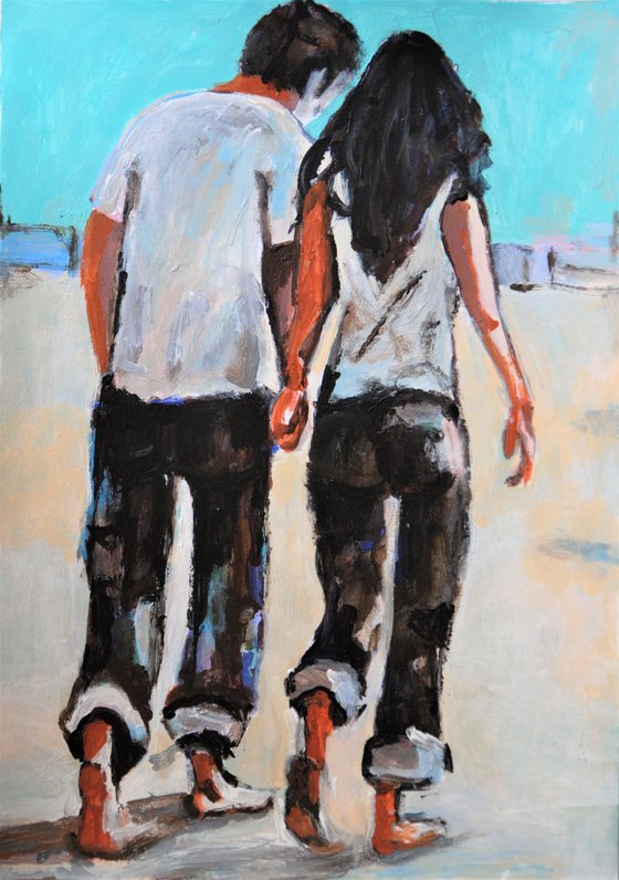 Couple on the beach / 42 x 29.7 cm