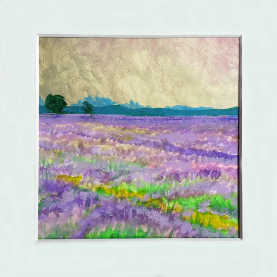 Lavender Fields - mounted landscape, small gift idea