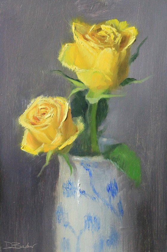 Yellow Roses - alla prima oil painting