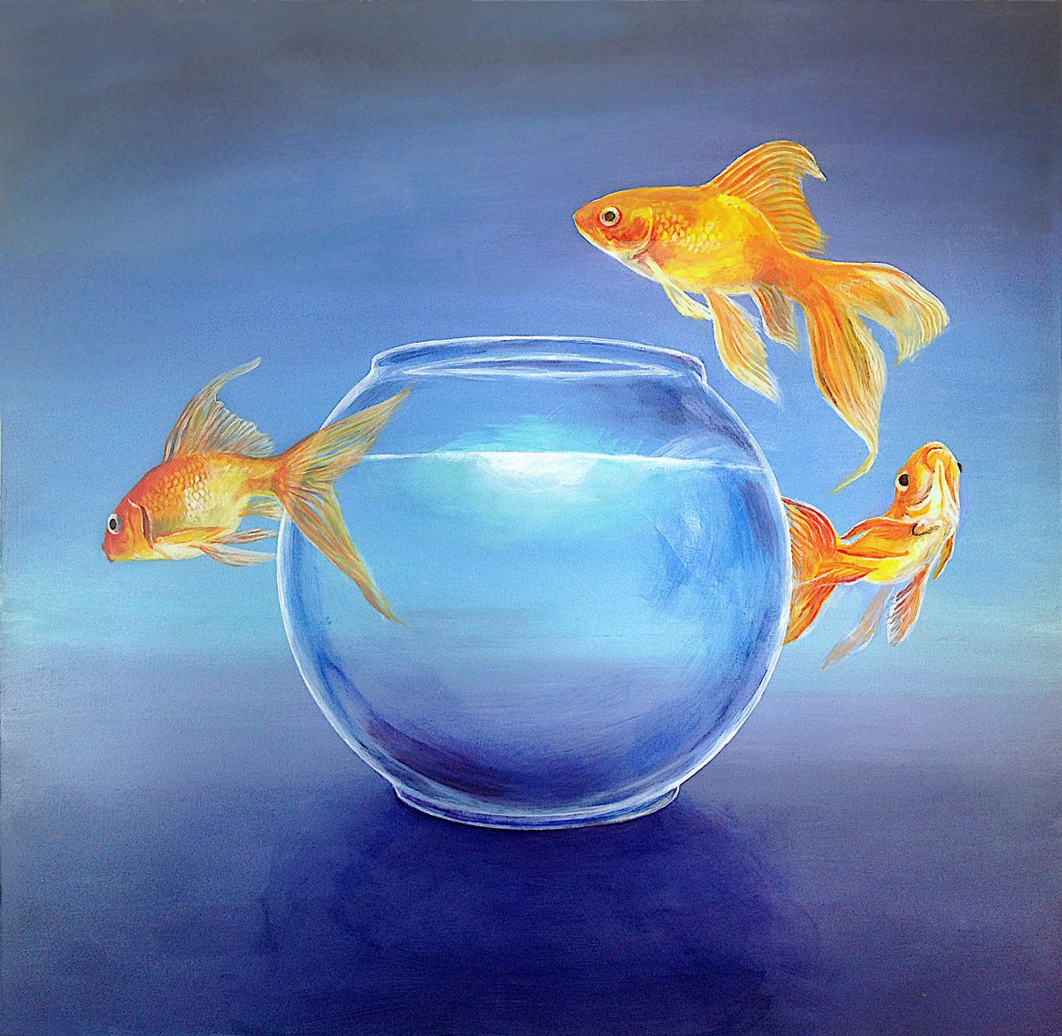 Urban And Pop Acrylic Painting , Goldfish Liii By Daniel Loveday, 26 X 27, Artwork For Sale On Artfinder