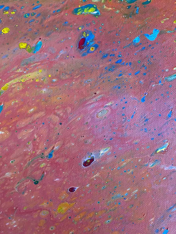 "Cosmic Bubblescape" - Original Abstract PMS Fluid Acrylic Painting on Deep Canvas - 30 x 30 inches