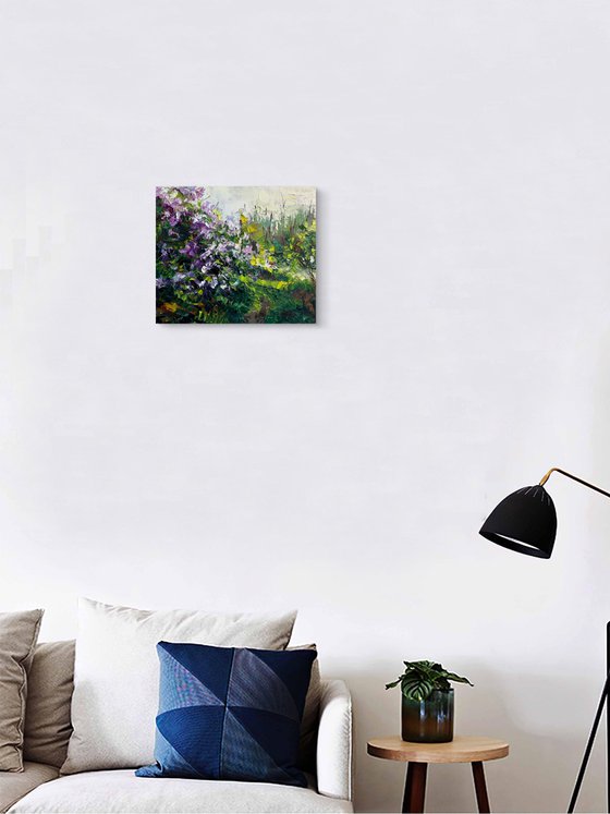 Lilac on green background
