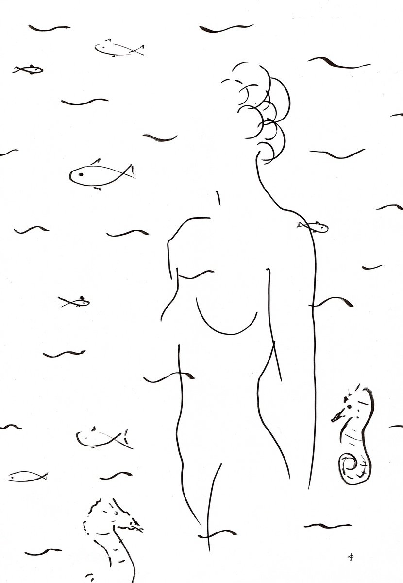 Expressive Landscape Ink Drawing By David Jones, 12 X 17, Together #2503P, Original Artwork