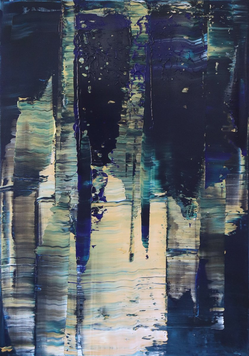 Abstract Acrylic Painting By Koen Lybaert, 28 X 39", Innominate Tarn [Abstract N°2850], Original Artwork