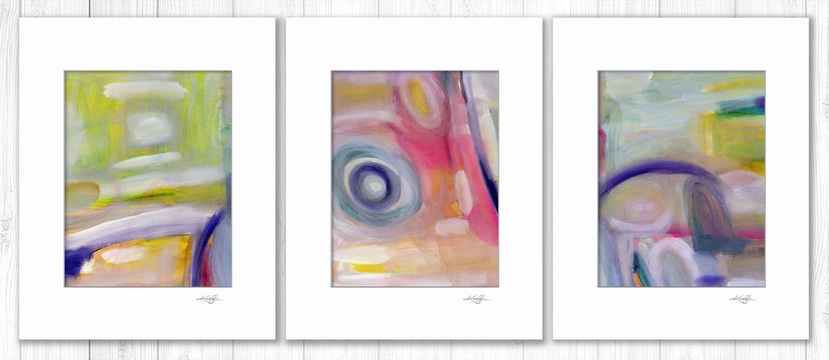 Candy Land Collection 1 - 3 Abstract Paintings in Mats by Kathy Morton Stanion by Kathy Morton Stanion