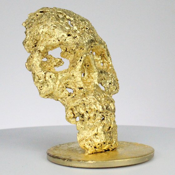 Skull CLVII - Skull artwork steel gold leaf