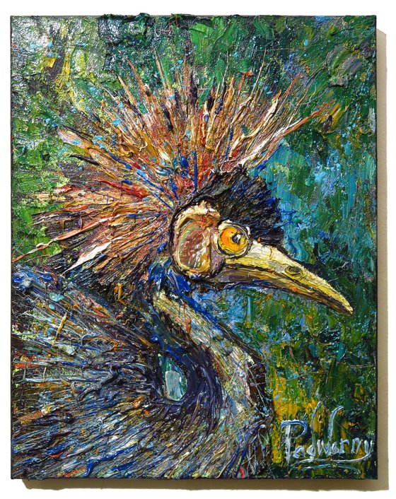 Original Oil Painting Bird Expressionism