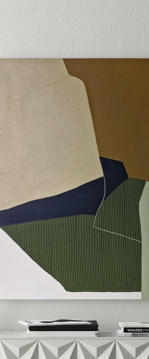 "Vista" Green brown navy abstract textured by Alex Zy