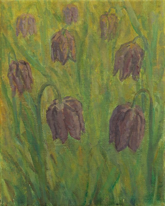 Swamp Tulips in the Grass II, 2018, acrylic on canvas, 25 x 20 cm