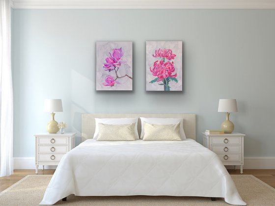 Diptych Pink Flowers