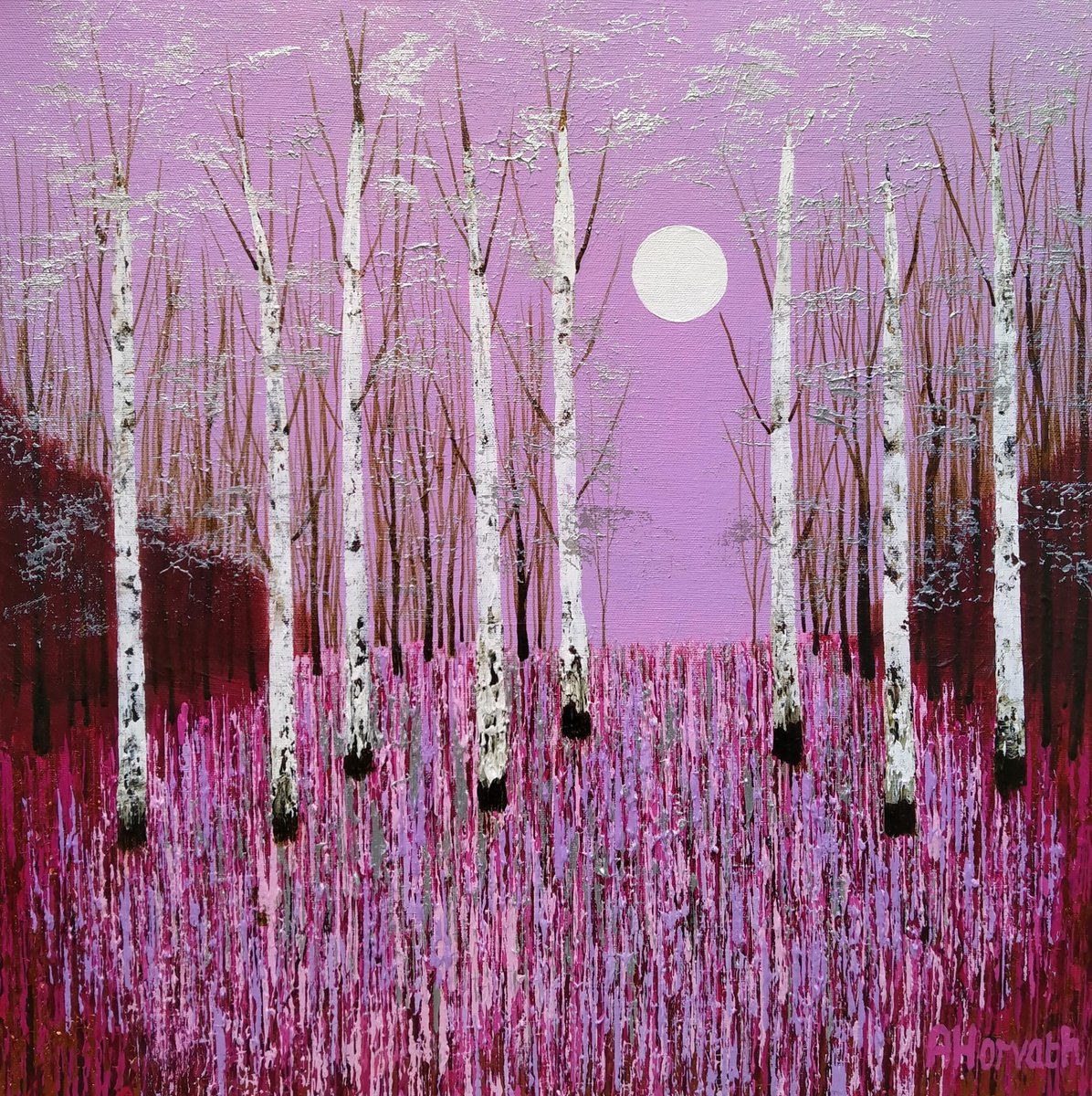 Pink and Silver Moon by Amanda Horvath