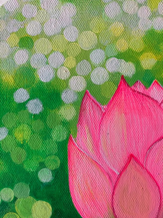 Bokeh mode Lotus! Ready to hang! Pink flower art