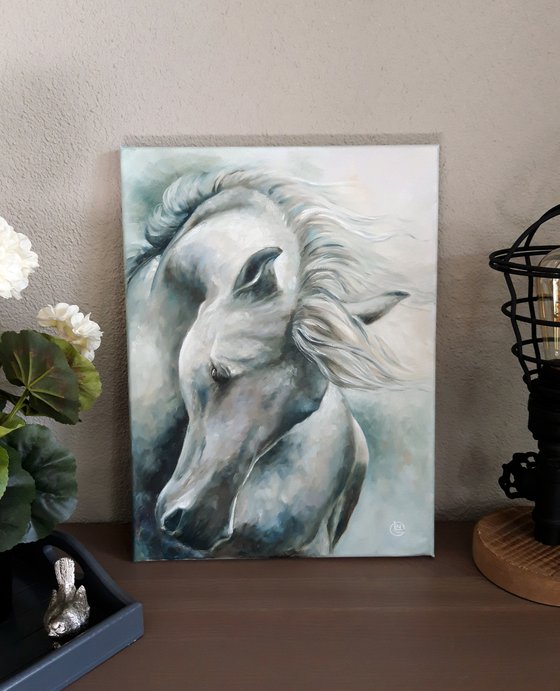 Spirit Horse White Horse Painting Dappled Horse Pet Portrait Horse Drawing