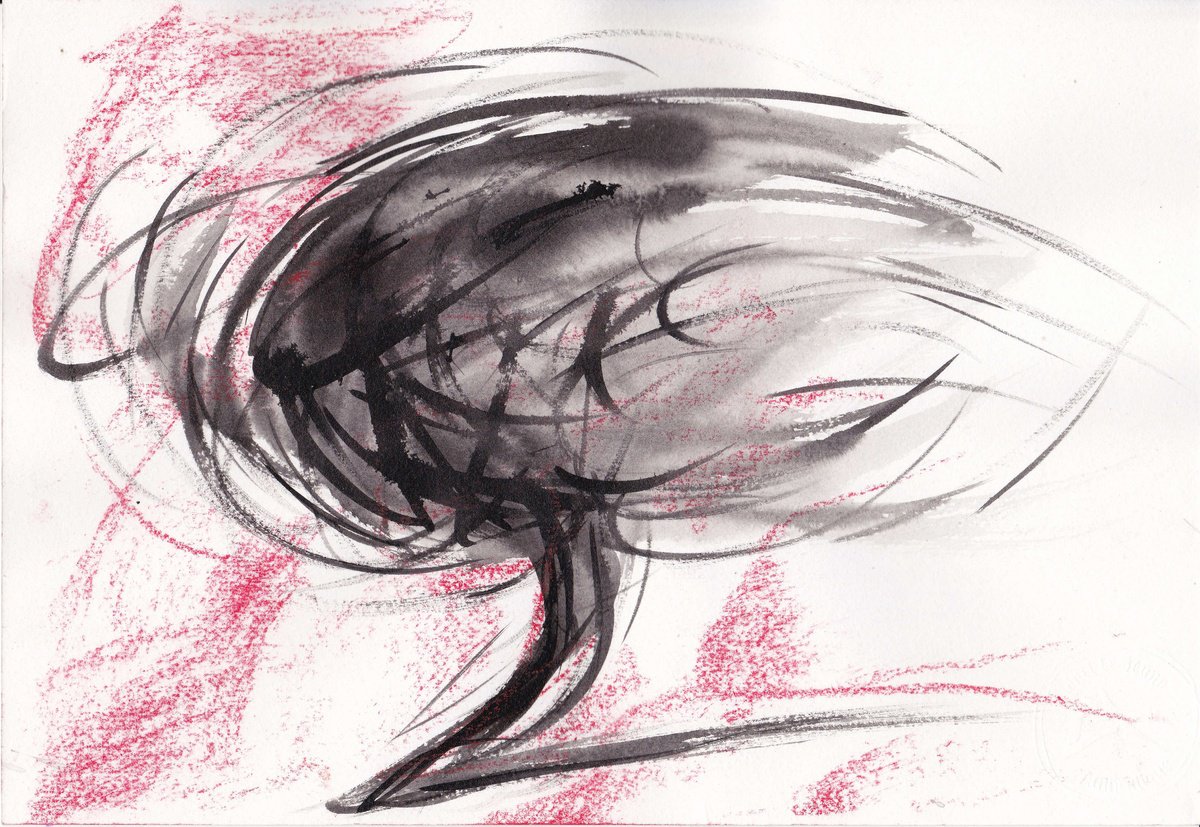 Abstract Botanical Charcoal Drawing By Lionel Le Jeune, 12 X 8", Trees, Original Artwork