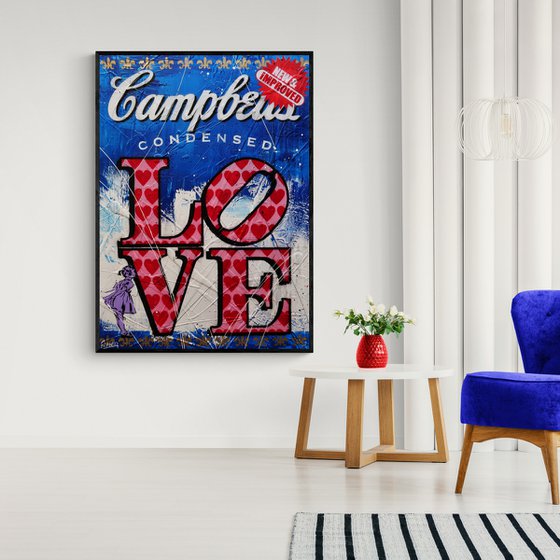 New & Improved Love 140cm x 100cm Campbell's Soup Love Textured Urban Pop Art