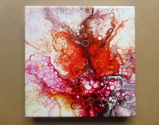 "Red Abstract Flower" Small painting