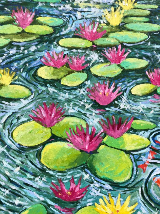 Waterlily with koi fish