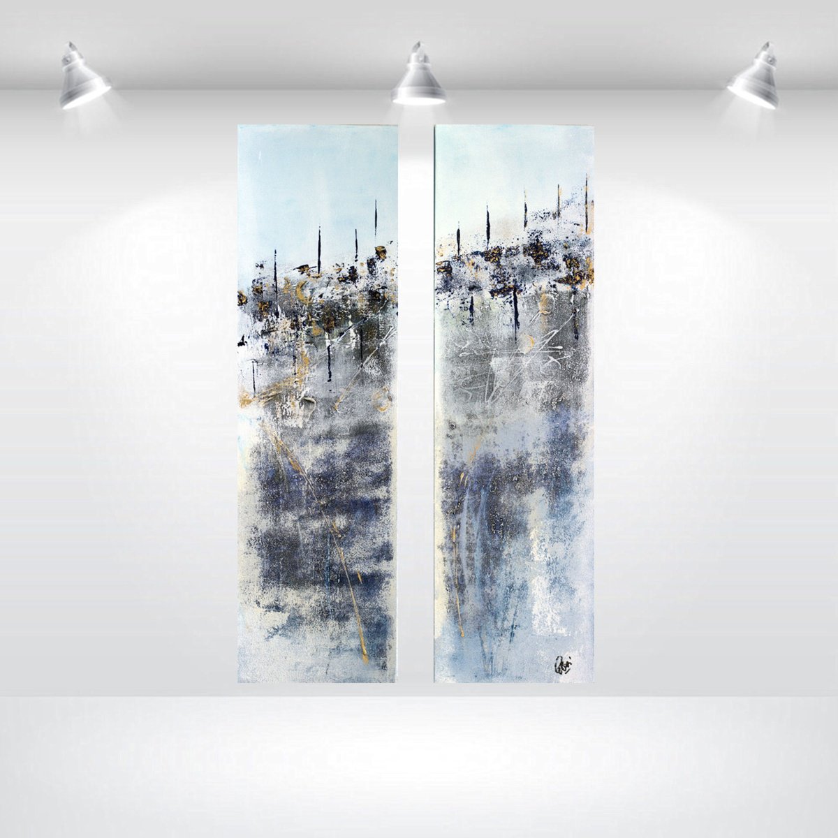 Abstract Acrylic Painting By Edelgard Schroer, 18 X 31, Textured Silence, Original Artwork