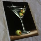 Delilah Art martini olives glass still life 15x8 oil painting original  drink