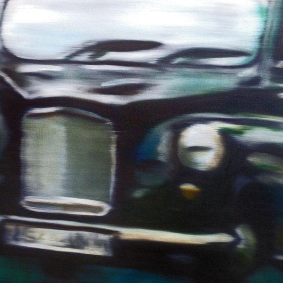 Taxi - Blurred Photographic Oil Painting