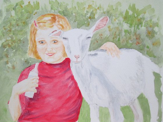 Childhood feeding Baby Goat