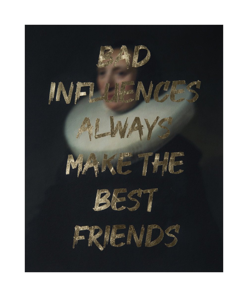Typographic Portrait Screenprint By Aawatson, 12 X 15, Bad Influences Always Make The Best Friends, Original Artwork