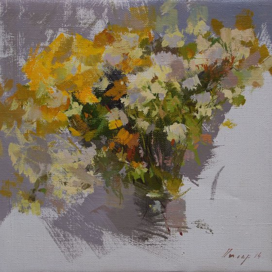 Contemporary painting of daisies " Bouquet of Autumn " ( 135sl14 )