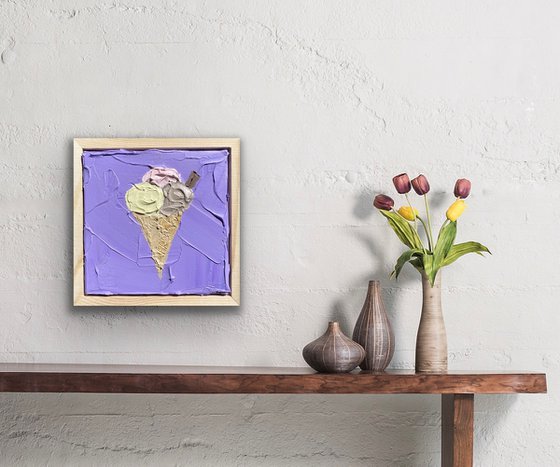 Ice cream on violet (framed)