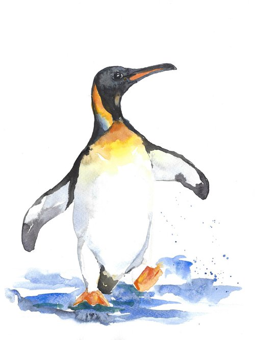 Penguin watercolor by Tanya Amos