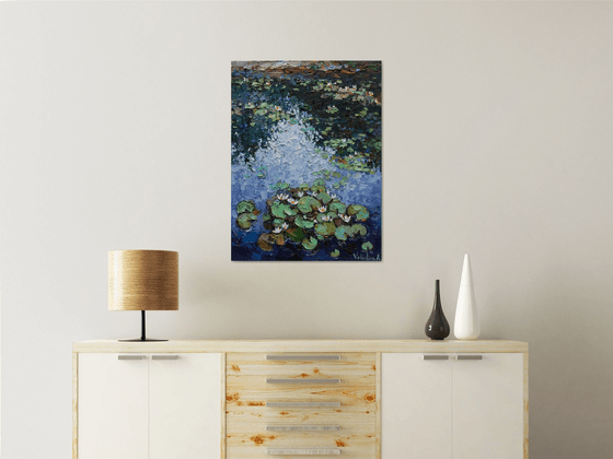 White water lilies Original Oil painting