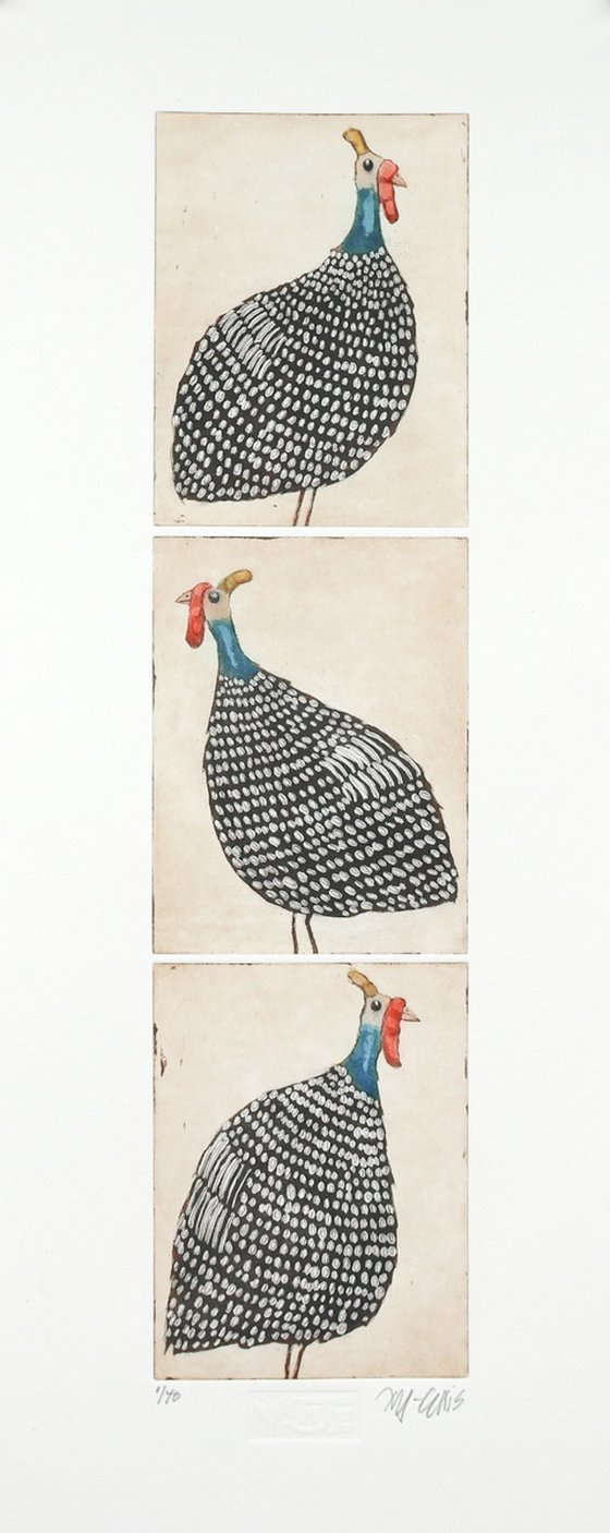 a stack of Guinea Hens