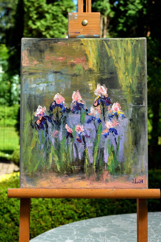 Irises on the pond